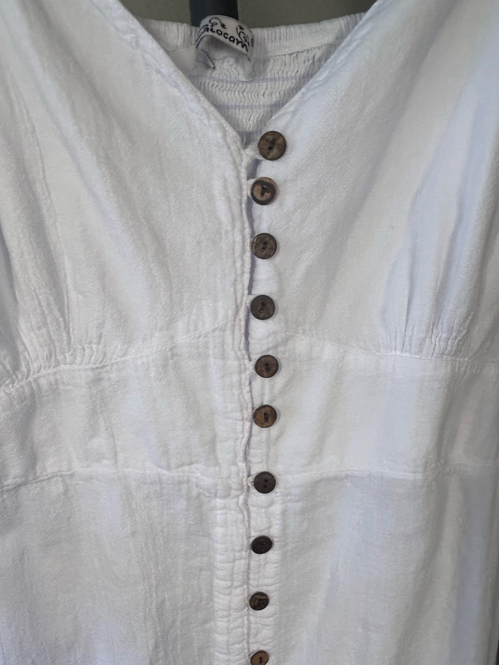 Giocam White Button-Front Maxi Dress, 100% Peruvian cotton, size - Picture 4 of 10